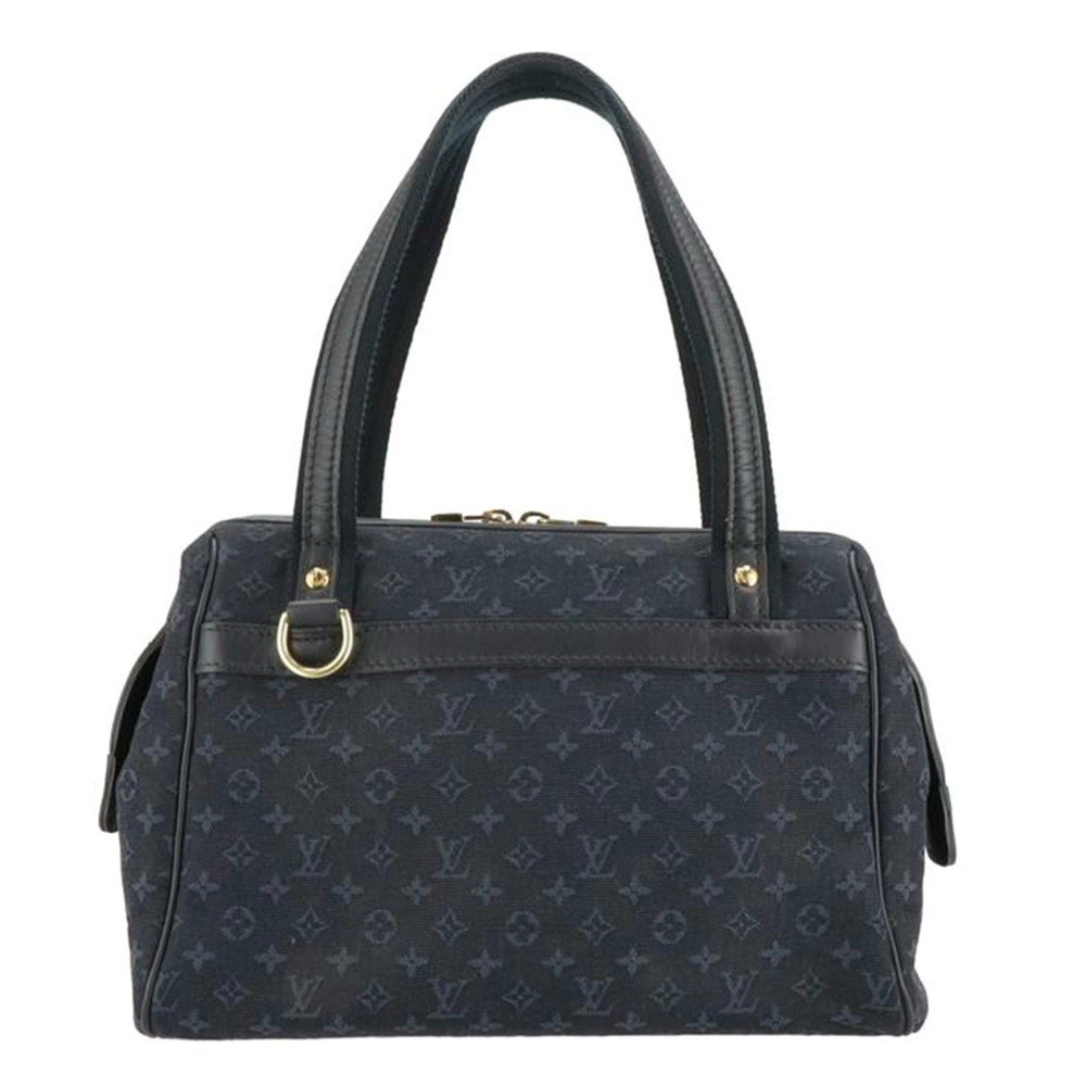 Louis Vuitton Josephine Monogram Top Handle Bag Canvas Leather Blue Black